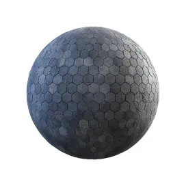 Cracked grey hexagon concrete pavement